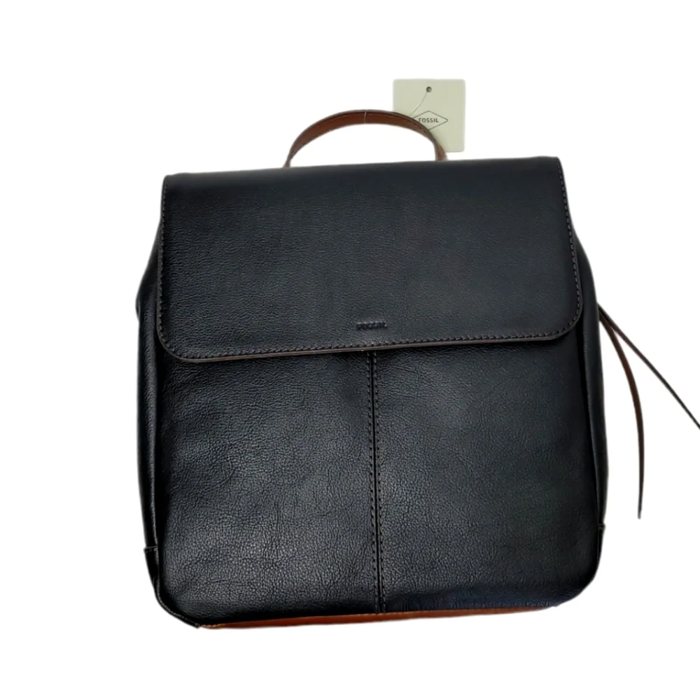 Fossil Claire Leather Black/Brown Backpack